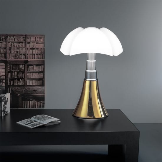 lampe luminaire luxe de table pipistrello aluminium satine or