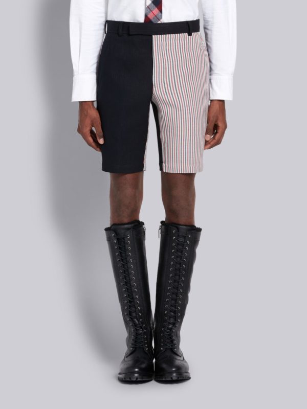 Thom Browne Navy Wool Double Face Crepe Funmix Chino Short