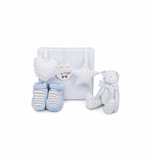 Ensemble cadeau bébé ours en tissu bleu – BebeDeParis