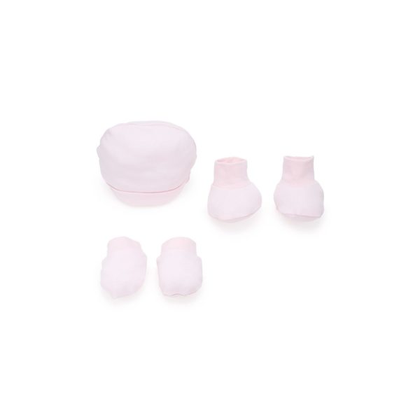 Ensemble de bonnet de bébé, moufles et bottes rose – BebeDeParis