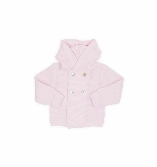 Veste classique tricot pour bébé rose – BebeDeParis