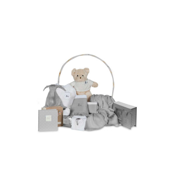 Panier naissance complet souvenirs gris - BebeDeParis