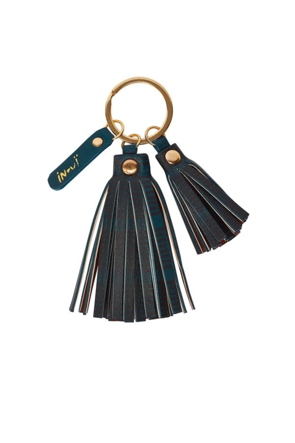 Porte-clés en Cuir – Bleu Canard et Cognac – Inoui Editions