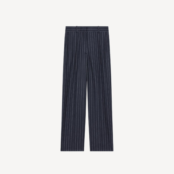 Kenzo Pantalon Tailoring Croppé à Rayures Femme Bleu Nuit - Taille 40