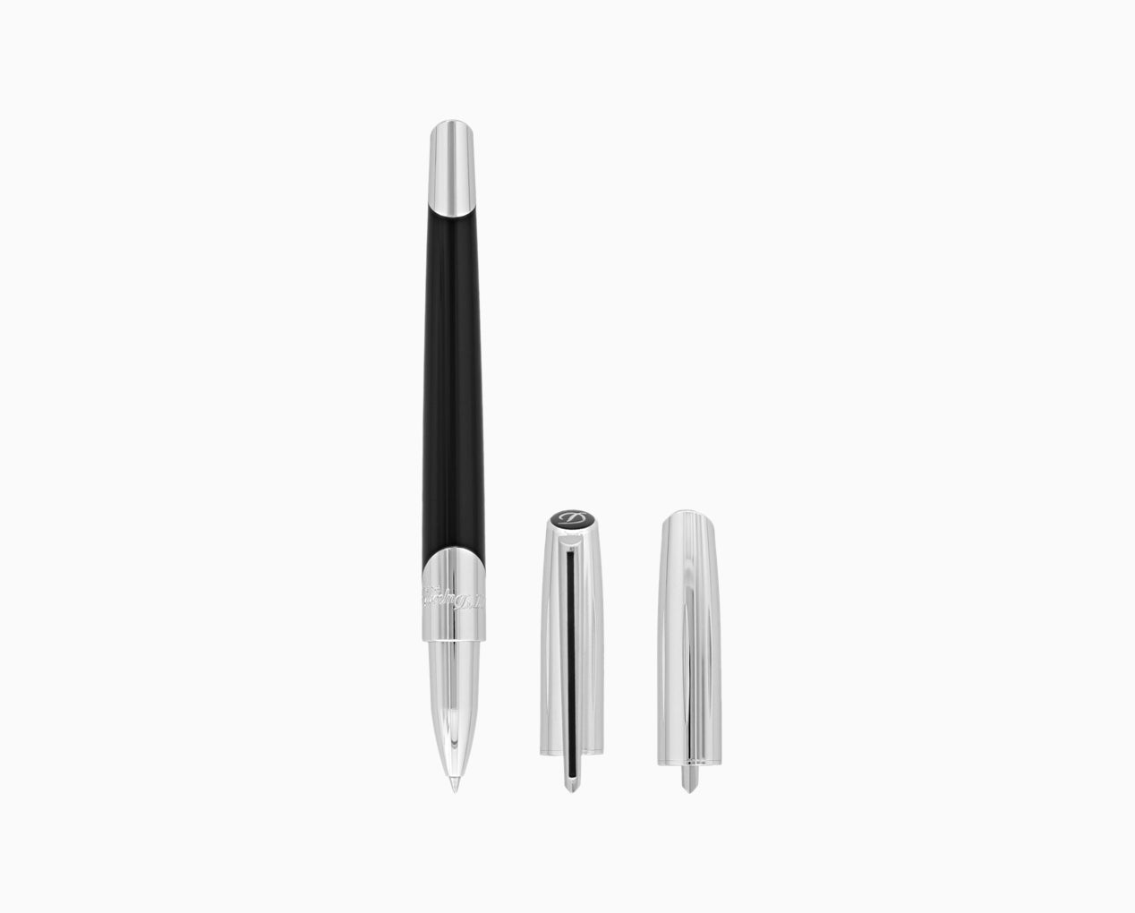STYLO ROLLER ARGENTE ET NOIR ST Dupont