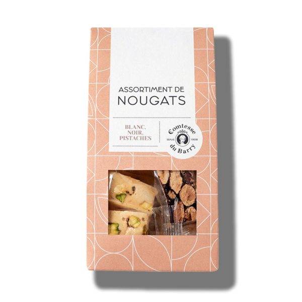 Assortiment de nougats blanc noir pistache 75g-Comtesse du Barry