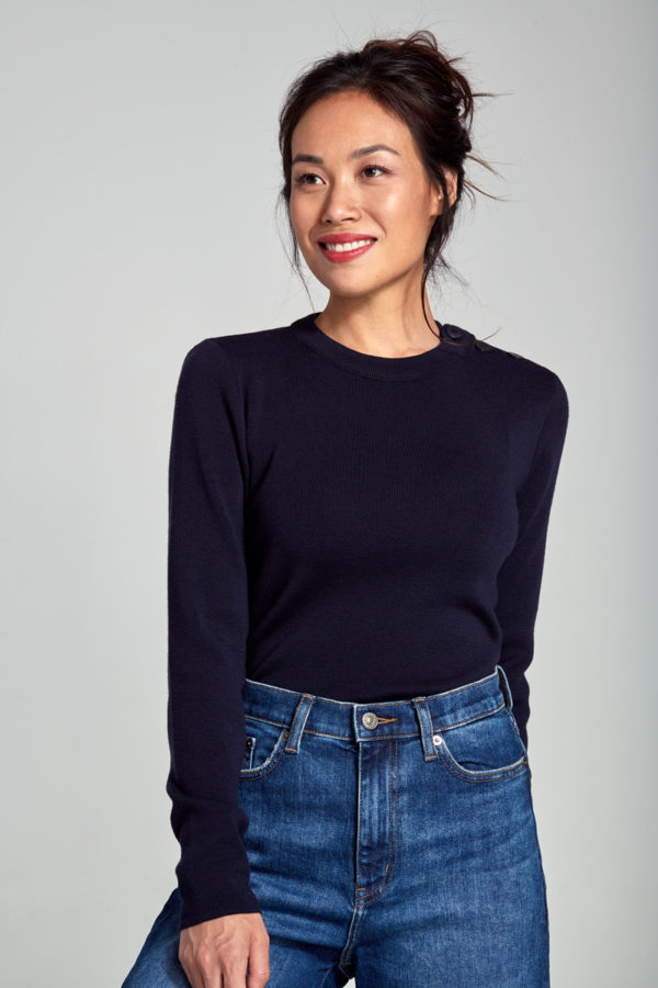 ARMOR-LUX Pull marin "Briac" - laine mérinos Femme Rich Navy 5XL - 52