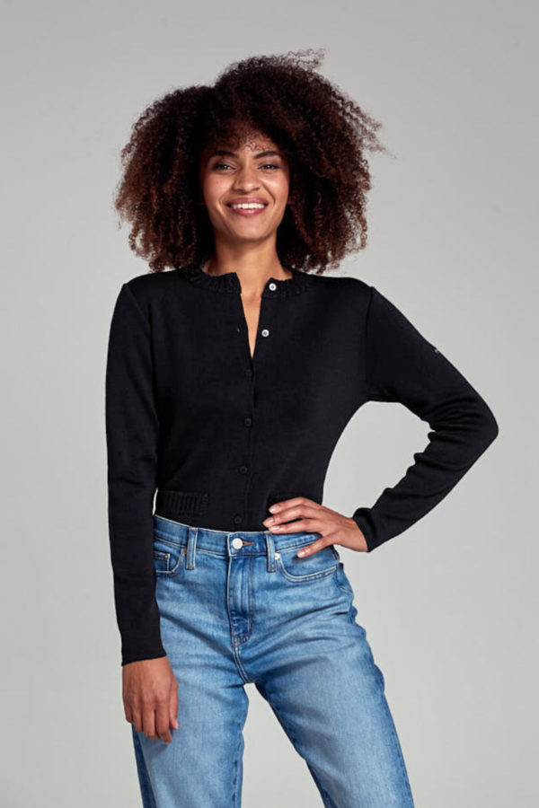 ARMOR-LUX Cardigan col rond - Laine et acrylique Femme NOIR 5XL - 52
