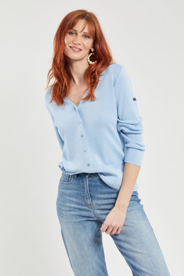 ARMOR-LUX Cardigan col V - laine et acrylique Femme NUAGE 5XL - 52