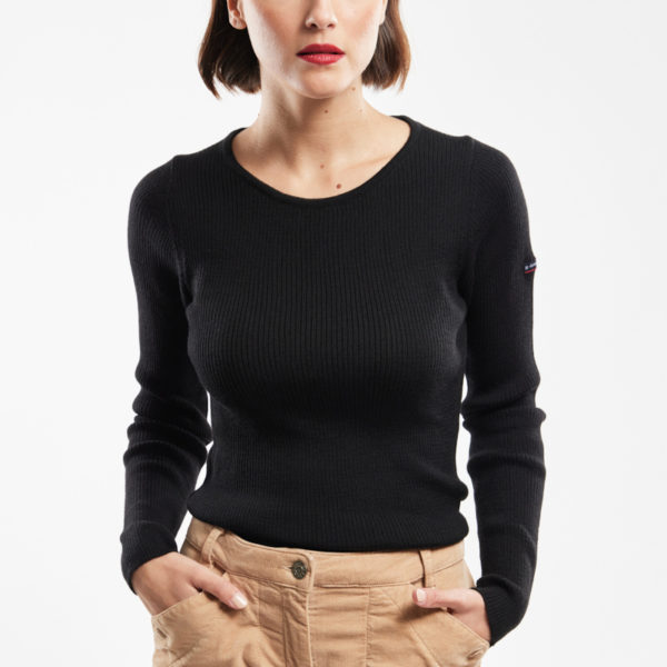 ARMOR-LUX Pull "Liffré" - laine mérinos Femme Noir 4XL - 50
