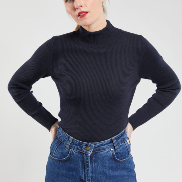 ARMOR-LUX Pull "Combourg" - laine mérinos Femme Rich Navy 4XL - 50