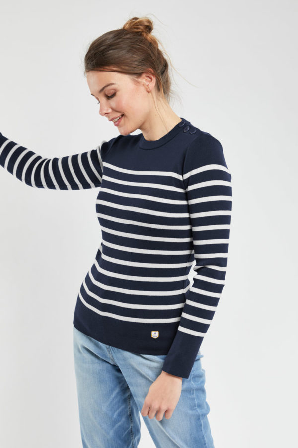 ARMOR-LUX Pull marin rayé "Groix" - coton Femme Rich navy/milk 4XL - 50