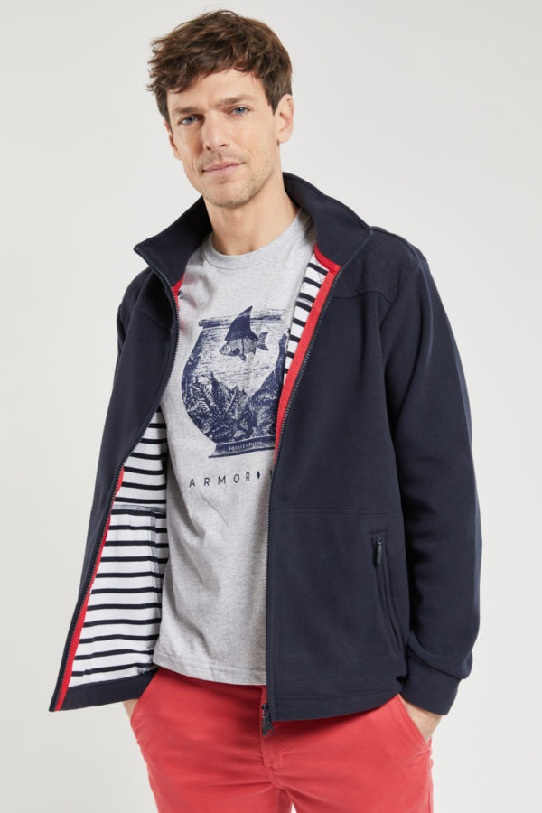 ARMOR-LUX Veste polaire Homme R.Navy/Blanc/R.Navy L