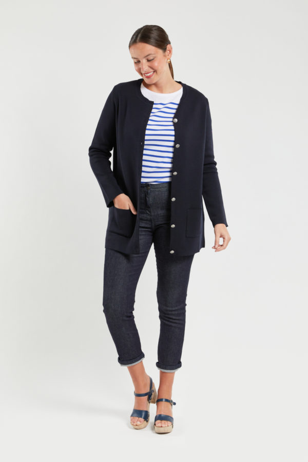 ARMOR-LUX Veste longue "Mellac" - maille milano Femme Rich Navy 5XL - 52