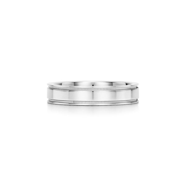 Alliance Double Millegrains Tiffany Together en platine Largeur: 4 mm - Size 8 1/2 Tiffany & Co.