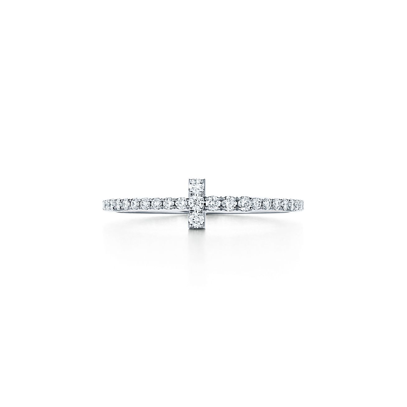 Alliance Wire Tiffany T en or blanc 18 carats et diamants - Size 7 1/2 Tiffany & Co.