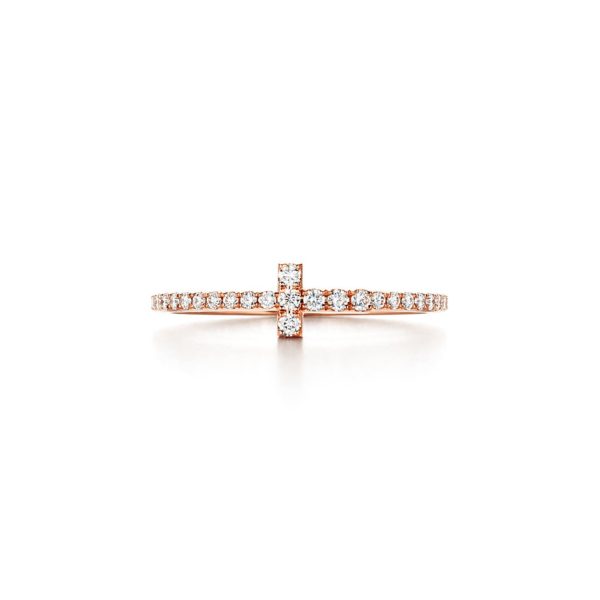 Alliance Wire Tiffany T en or rose 18 carats et diamants - Size 8 Tiffany & Co.