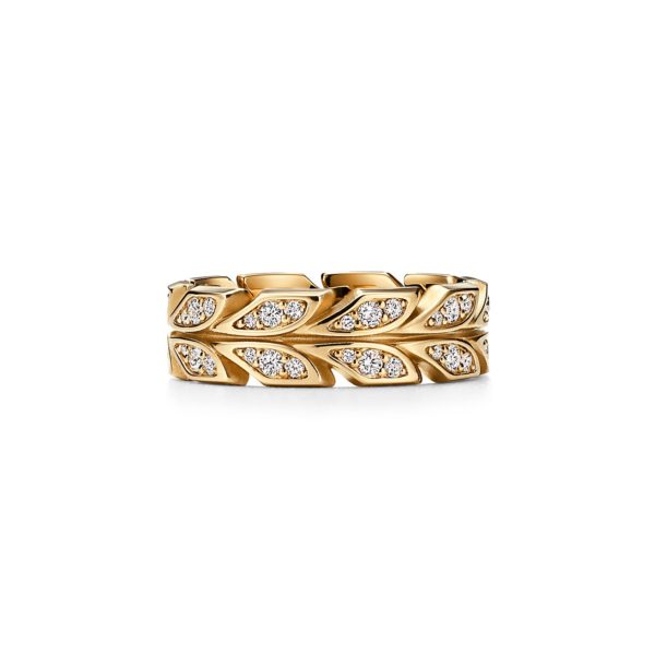 Alliance motif vigne Tiffany Victoria en or jaune et diamants Largeur: 6 mm – Size 5 Tiffany & Co.