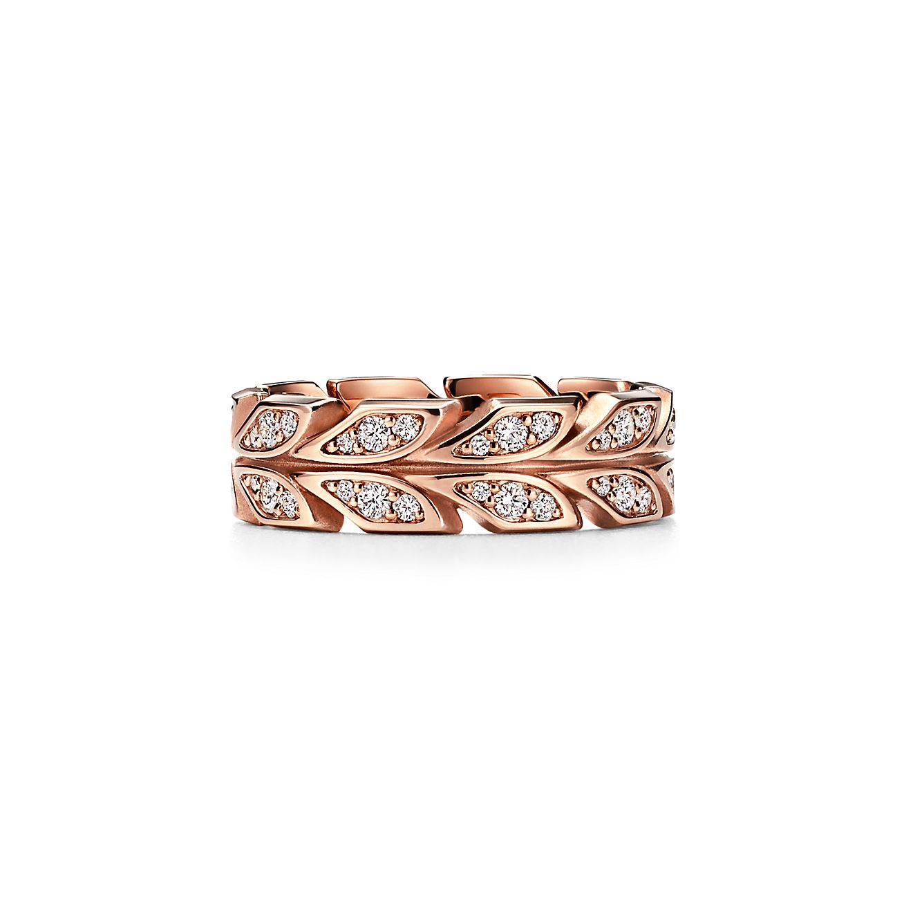 Alliance motif vigne Tiffany Victoria en or rose et diamants Largeur: 6 mm - Size 7 Tiffany & Co.