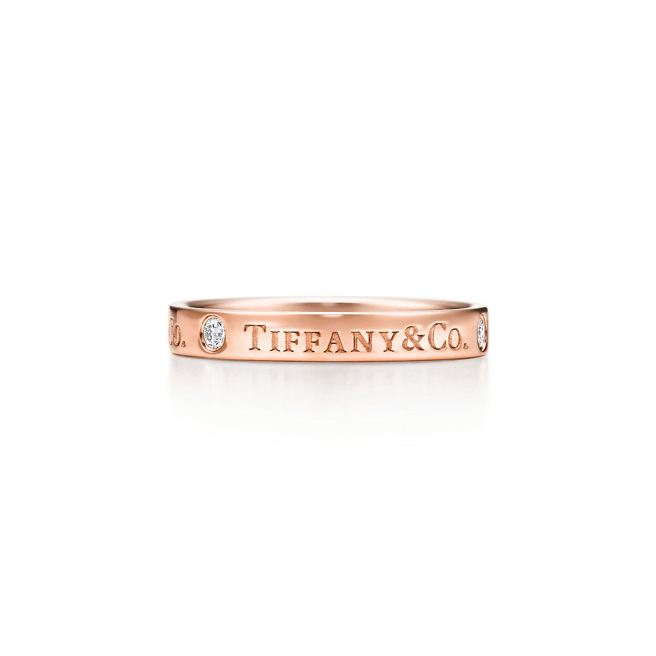 Alliance T & CO en or rose 18 carats et diamants Largeur: 3 mm - Size 7 Tiffany & Co.