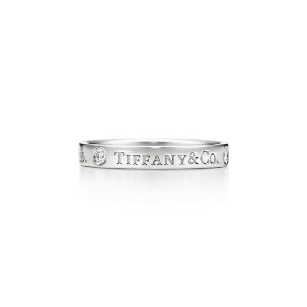Anneau T & CO en platine et diamants Largeur: 3 mm - Size 4 1/2 Tiffany & Co.