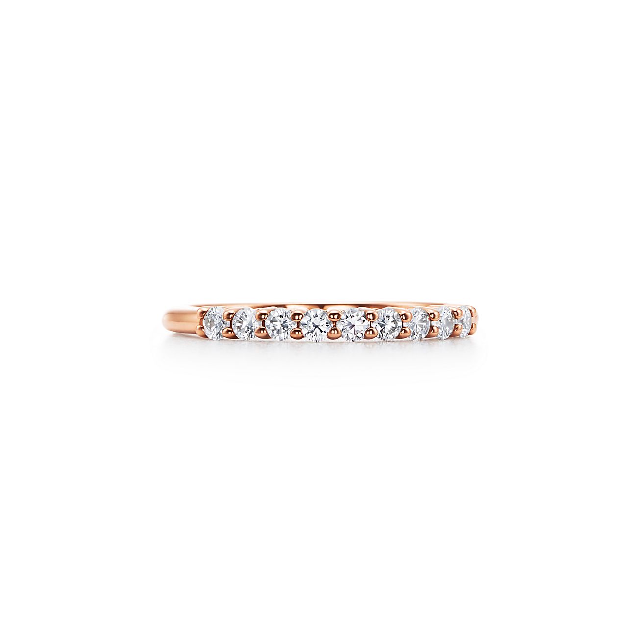 Anneau Tiffany Embrace en or rose 18 carats et diamants Largeur: 2