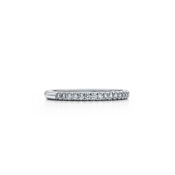 Bague Éternité demi-cercle Tiffany Soleste en platine 950 millièmes et diamants – Size 10 Tiffany & Co.