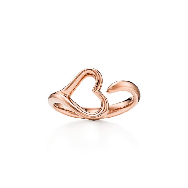 Bague Open Heart par Elsa Peretti en or rose 18 carats Small - Size 4 Tiffany & Co.