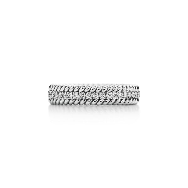 Bague à deux rangs en platine et diamants, Rope par Jean Schlumberger – Size 6 1/2 Tiffany & Co.