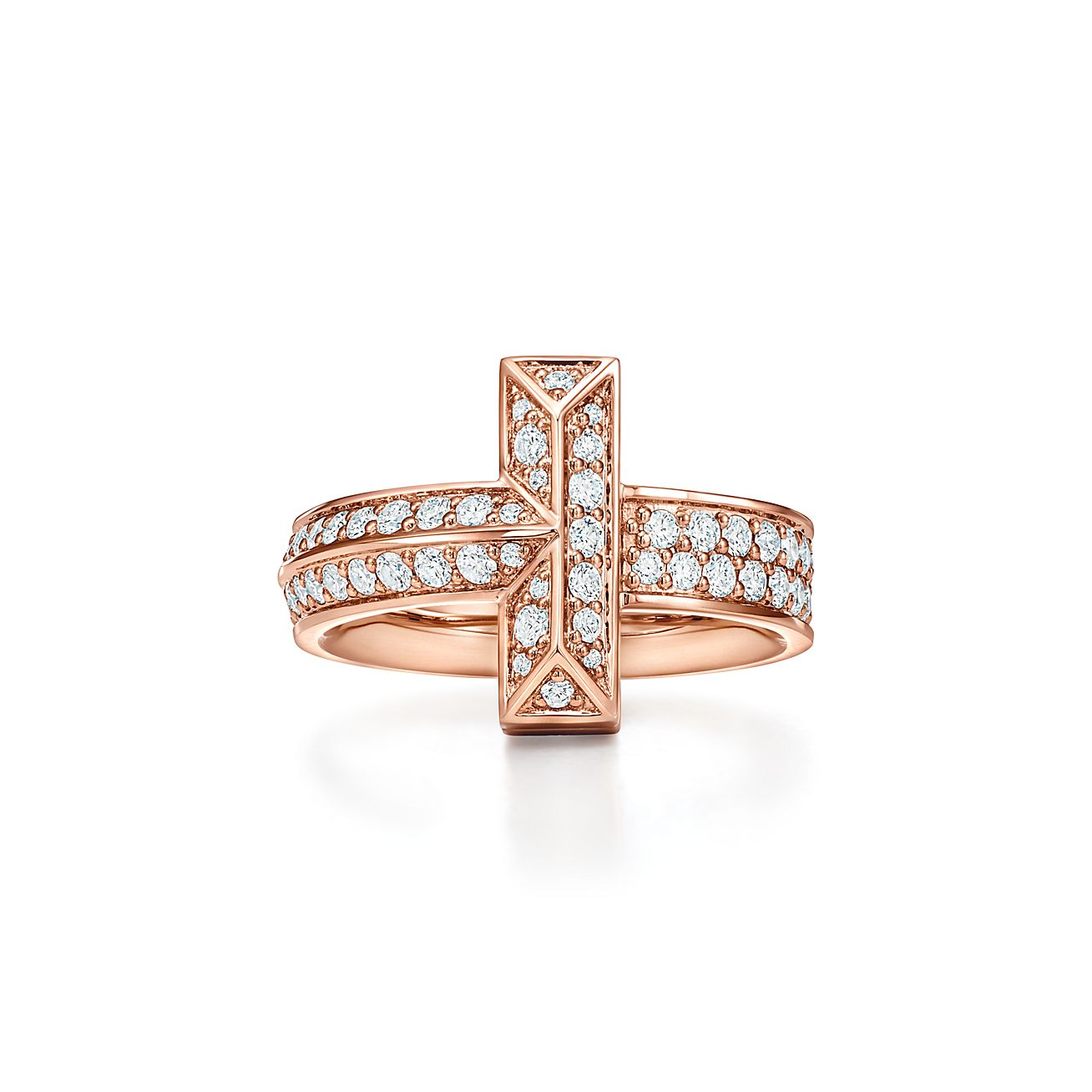 Bague T1 Tiffany T en or rose 18 carats et diamants 4