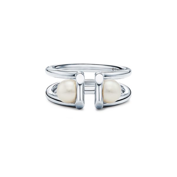 Bague Tiffany HardWear en perle double et argent 925 millièmes – Size 7 Tiffany & Co.