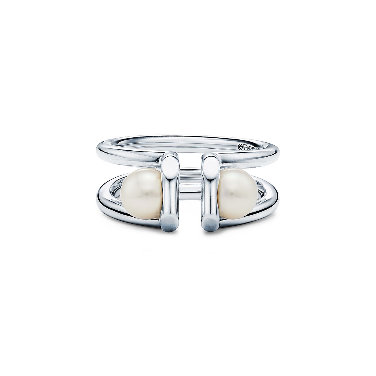 Bague Tiffany HardWear en perle double et argent 925 millièmes - Size 8 1/2 Tiffany & Co.