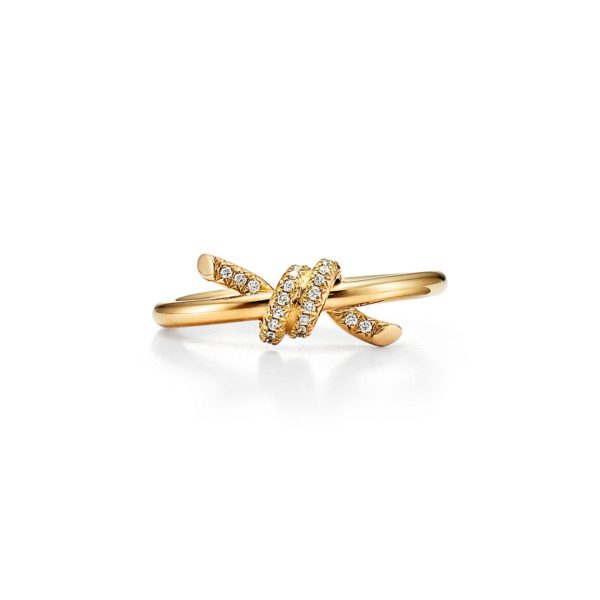 Bague Tiffany Knot en or jaune 18 carats et diamants - Size 6 Tiffany & Co.