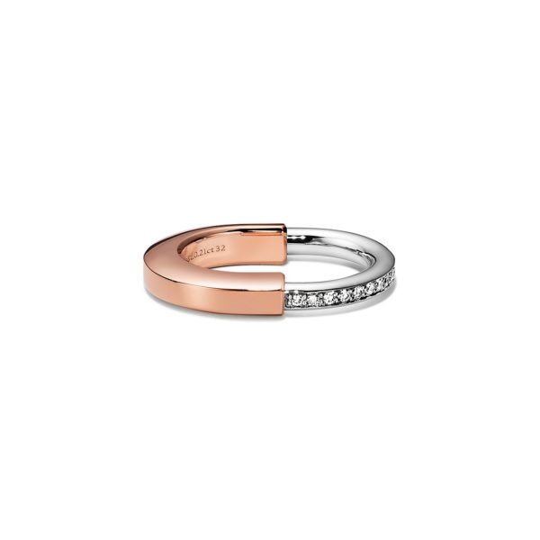 Bague Tiffany Lock en or 18 carats rose et blanc avec diamants – Size 9 Tiffany & Co.