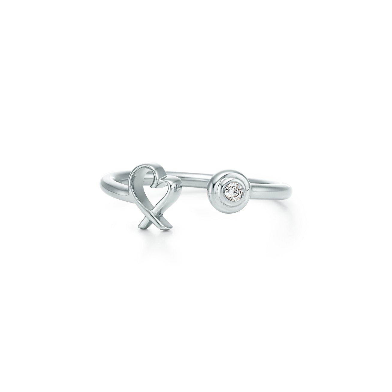 Bague Wire Loving Heart Paloma Picasso en argent 925 millièmes avec diamants - Size 7 1/2 Tiffany & Co.