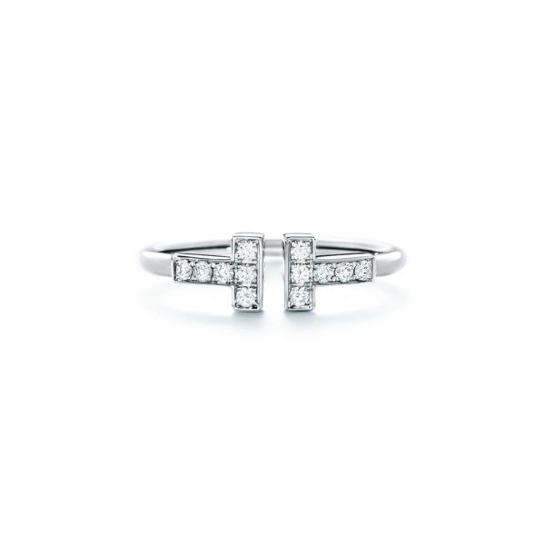 Bague Wire Tiffany T en or blanc 18 carats et diamants - Size 7 1/2 Tiffany & Co.