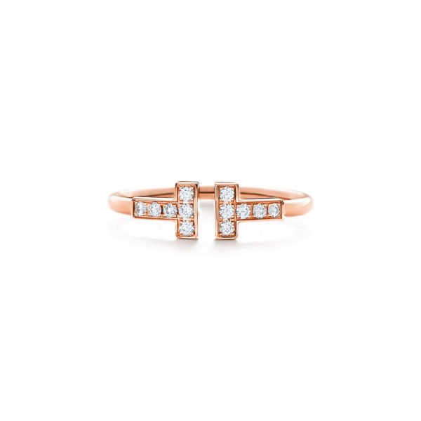 Bague Wire Tiffany T en or rose 18 carats et diamants – Size 11 1/2 Tiffany & Co.