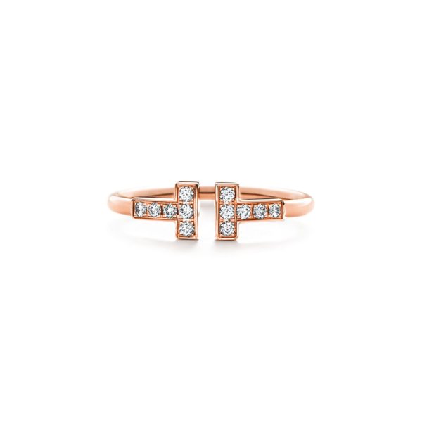 Bague Wire Tiffany T en or rose 18 carats et diamants – Size 5 1/2 Tiffany & Co.