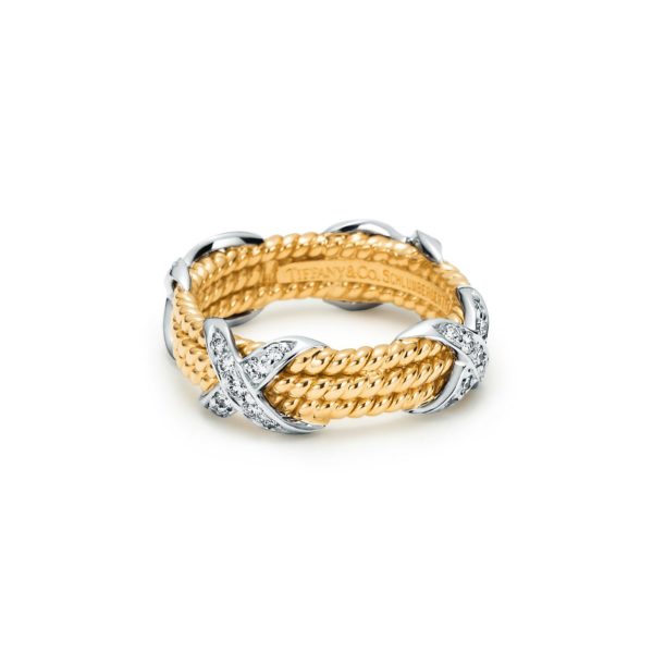 Bague « X » à trois anneaux Rope avec diamants Tiffany & Co Schlumberger. – Size 6 Tiffany & Co.