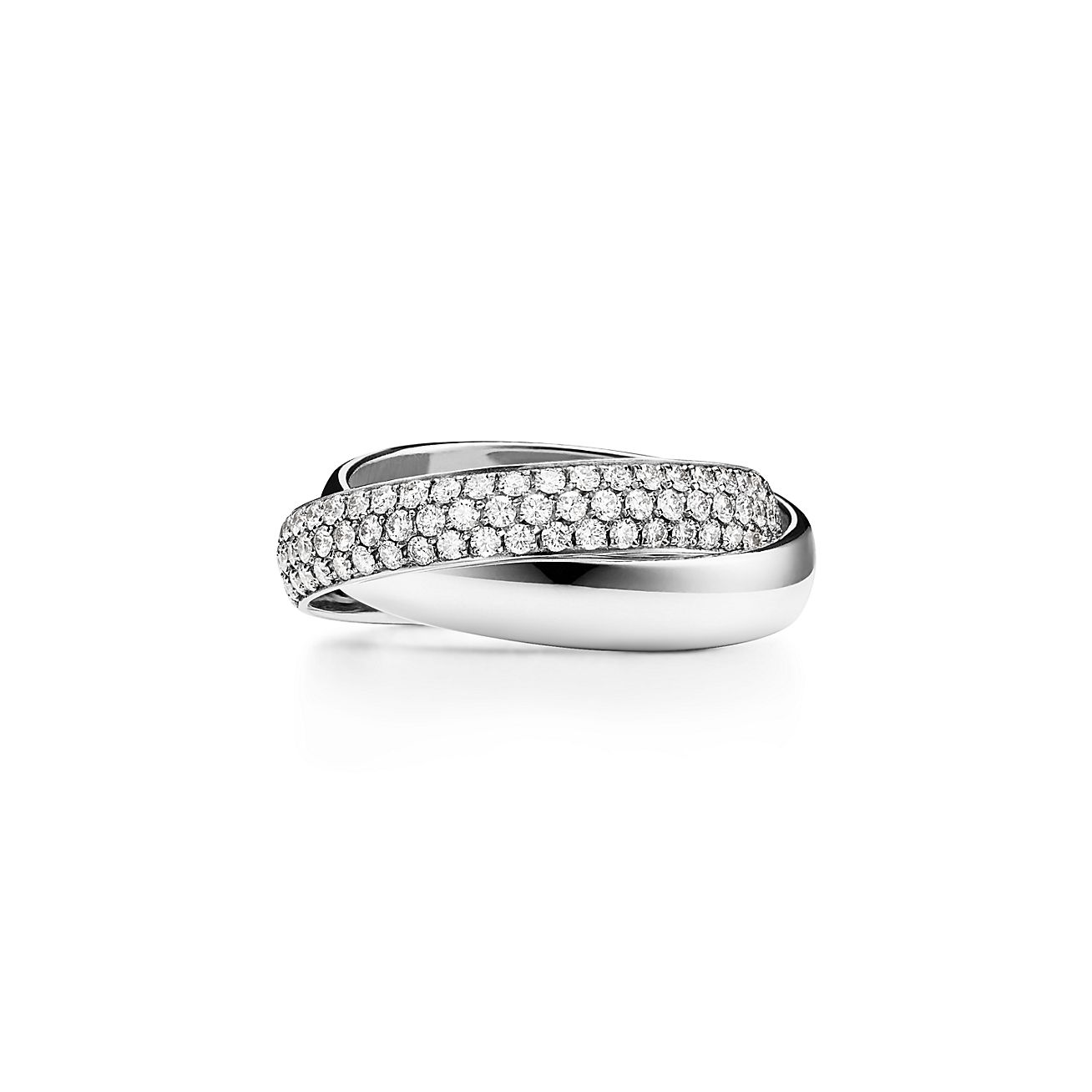 Bague à deux anneaux Paloma's Melody en or blanc 18 carats et diamants - Size 6 Tiffany & Co.