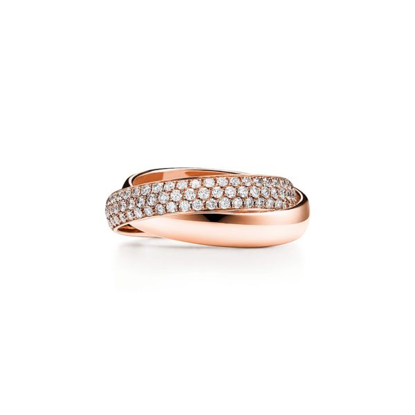 Bague à deux anneaux Paloma's Melody en or rose 18 carats et diamants - Size 8 Tiffany & Co.
