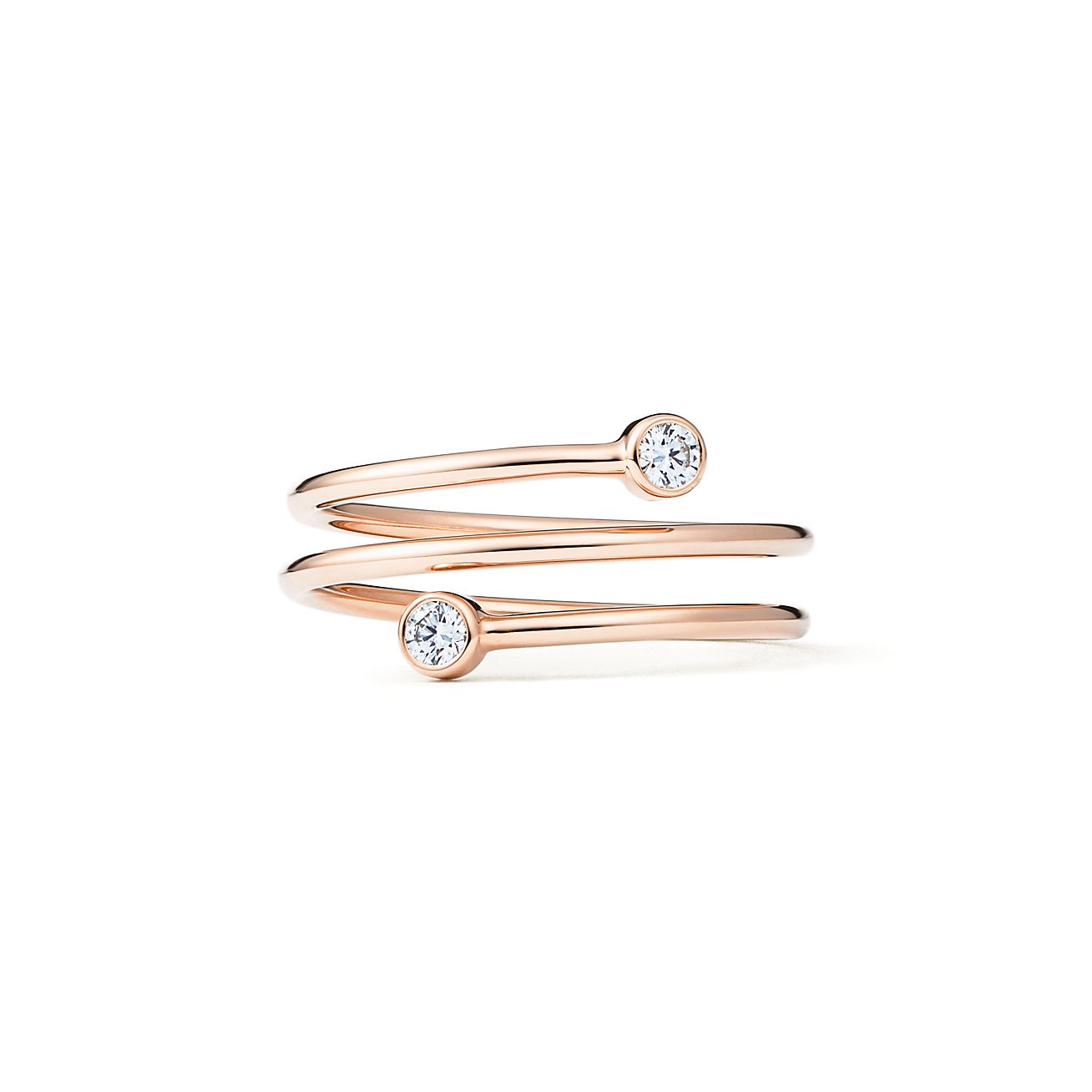 Bague à trois rangs Diamond Hoop Elsa Peretti en or rose 18 carats et diamants - Size 7 Tiffany & Co.
