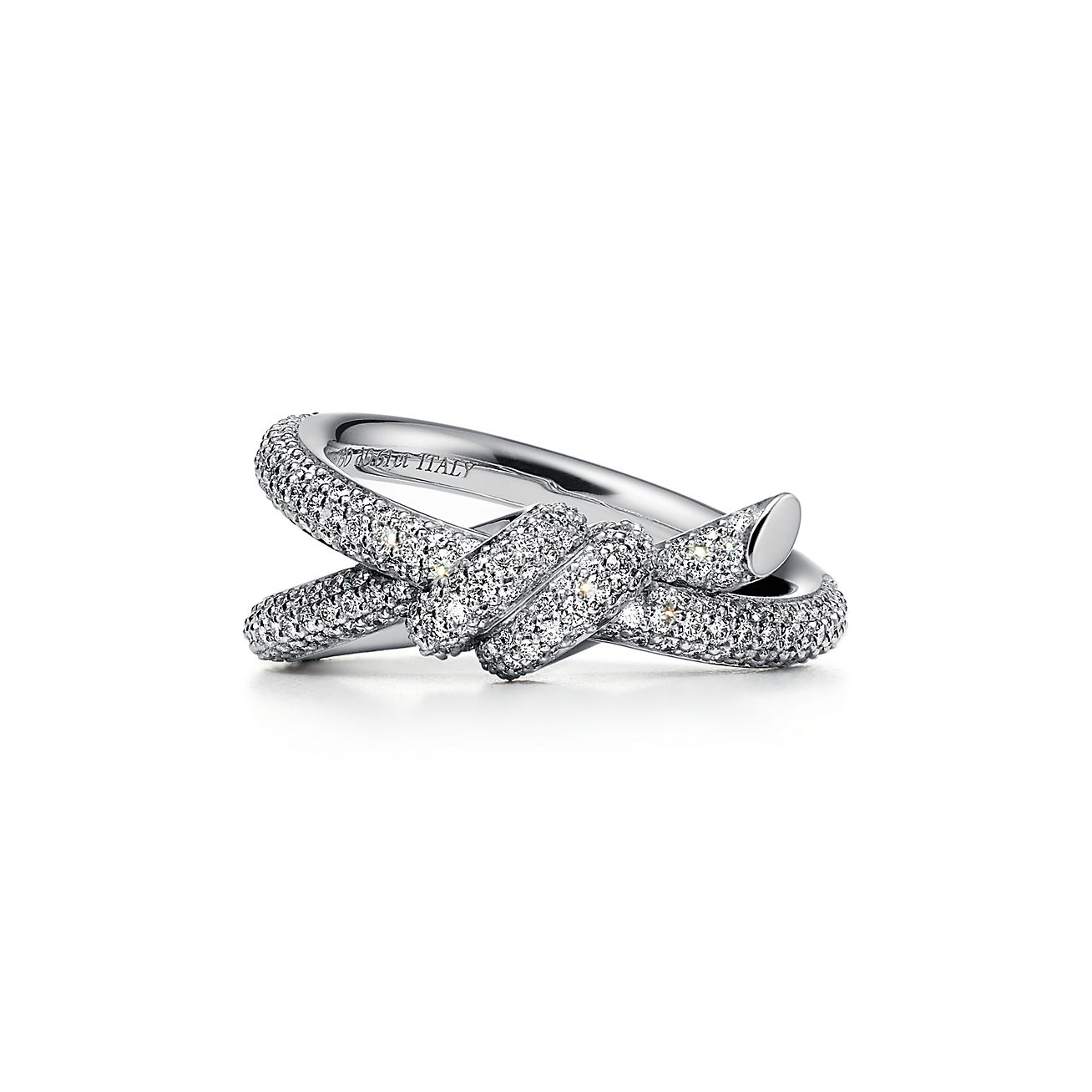 Bague double rang Tiffany Knot en or blanc 18 carats et diamants - Size 7 Tiffany & Co.