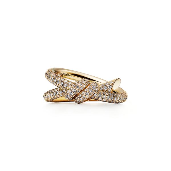 Bague double rang Tiffany Knot en or jaune 18 carats et diamants - Size 9 1/2 Tiffany & Co.