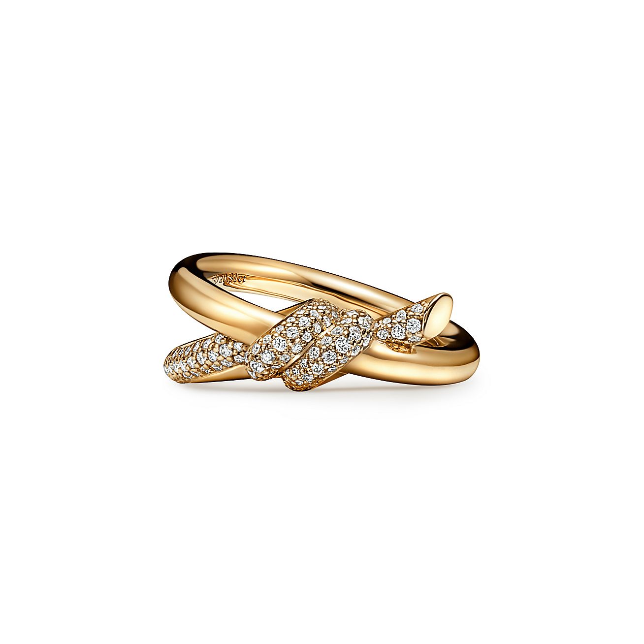 Bague double rang Tiffany Knot en or jaune 18 carats et diamants - Size 9 1/2 Tiffany & Co.
