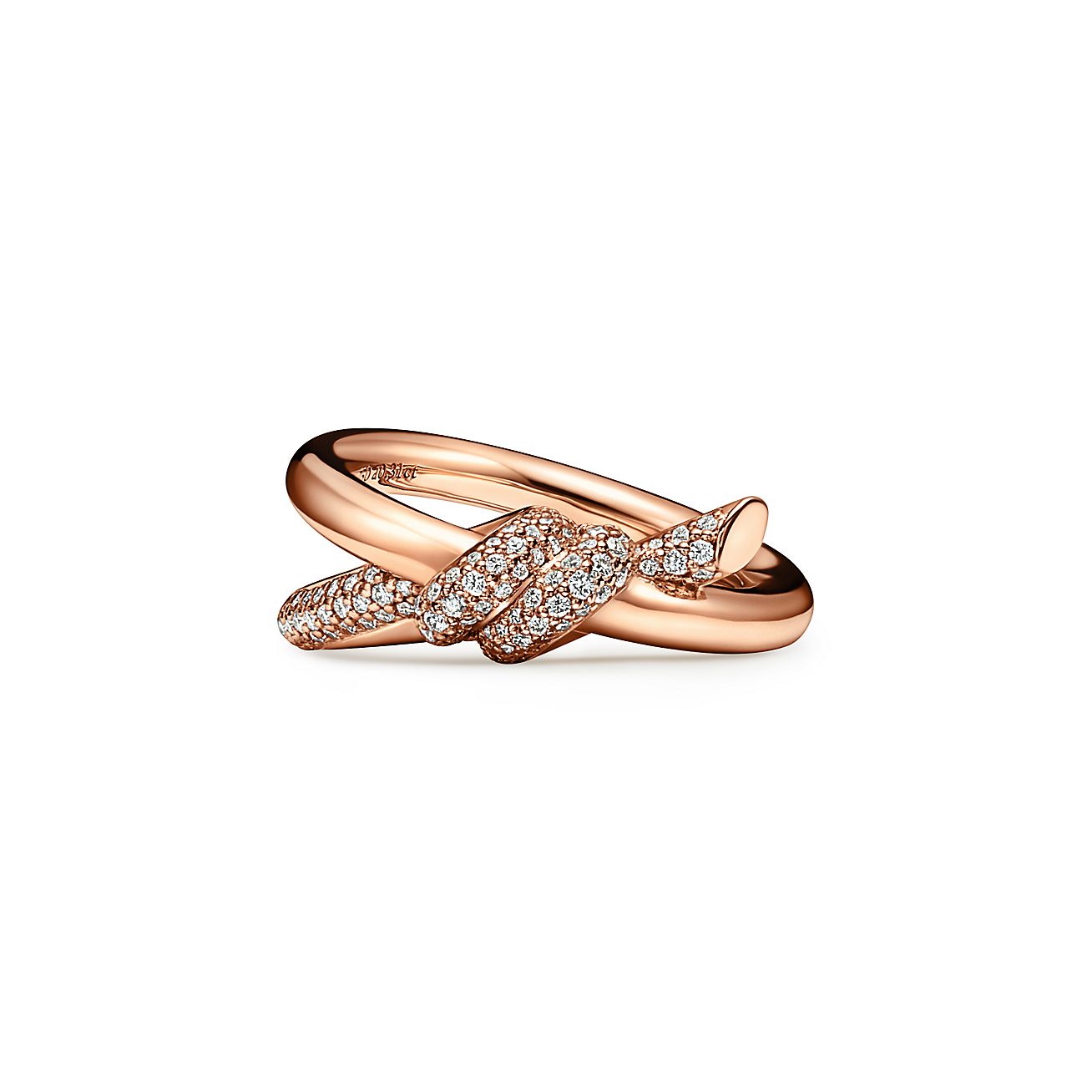 Bague double rang Tiffany Knot en or rose 18 carats et diamants - Size 13 Tiffany & Co.