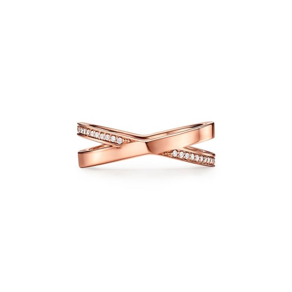 Bague étroite Atlas X en or rose 18 carats et diamants - Size 8 1/2 Tiffany & Co.