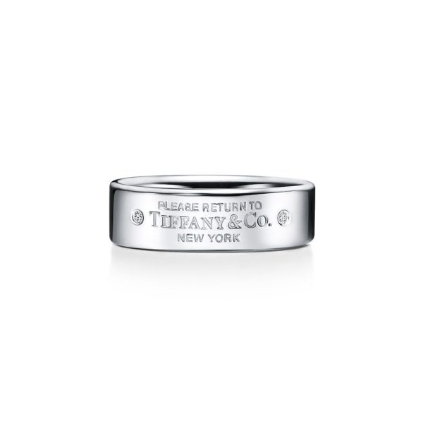 Bague étroite Return to Tiffany en argent 925 mil et diamants Largeur: 6 mm - Size 6 Tiffany & Co.