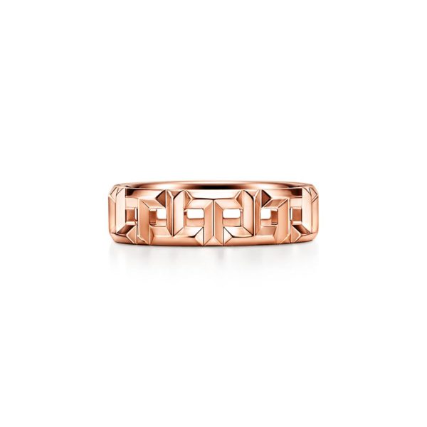 Bague large Tiffany T True en or rose 18 carats Largeur: 5