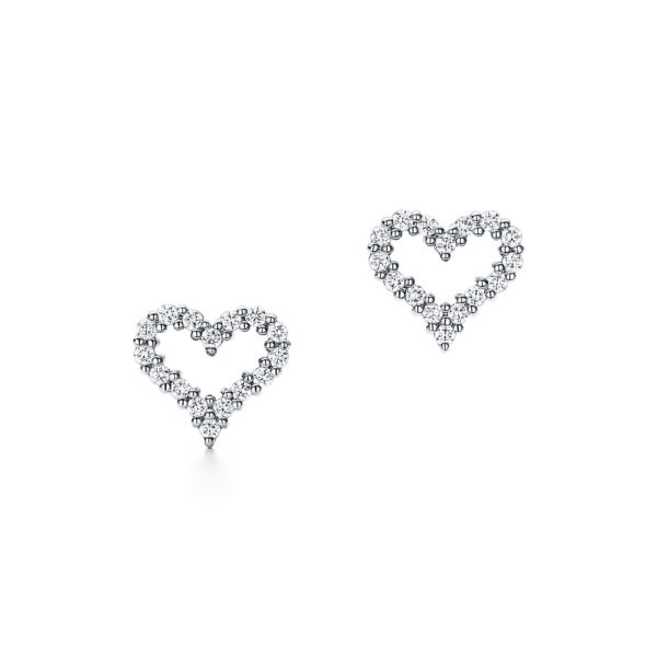 Boucles d'oreilles Caur en platine 950 millièmes et diamants Extra mini - Size 0.13 Tiffany & Co.